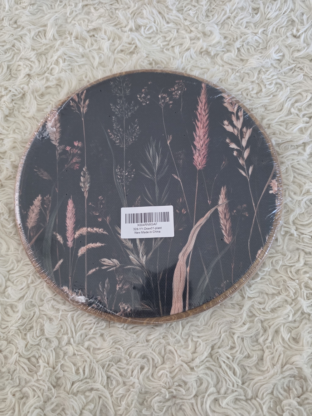 Botanical Round Wall Art‎ in Black and Rose Gold